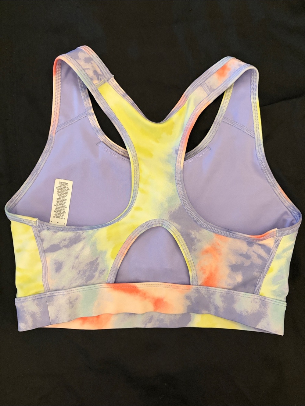 Nike Tie-Dye Dri-FIT Racerback Sports Bra - Purple, Coral, Yellow - Picture 2 of 2